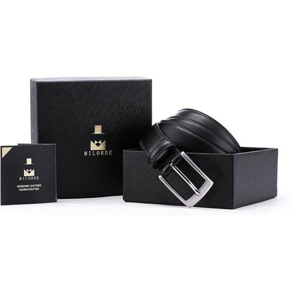 Men's Genuine Leather Dress Belt Classic Formal Casual Work Waist Accessory - Picture 5 of 7